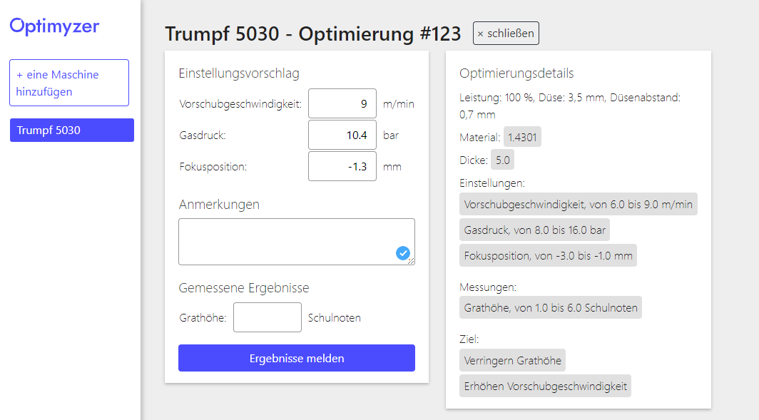 Optimization environment in Optimyzer