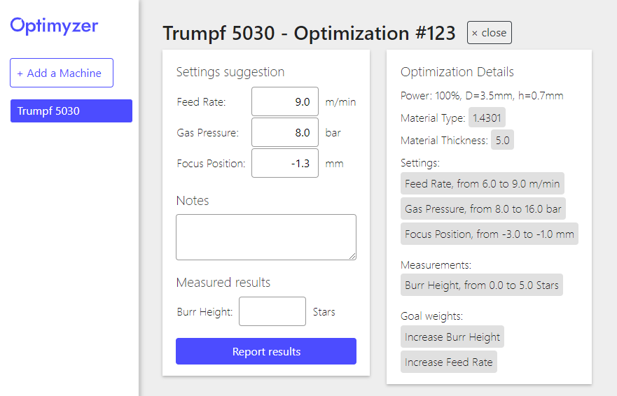 Optimization environment in Optimyzer